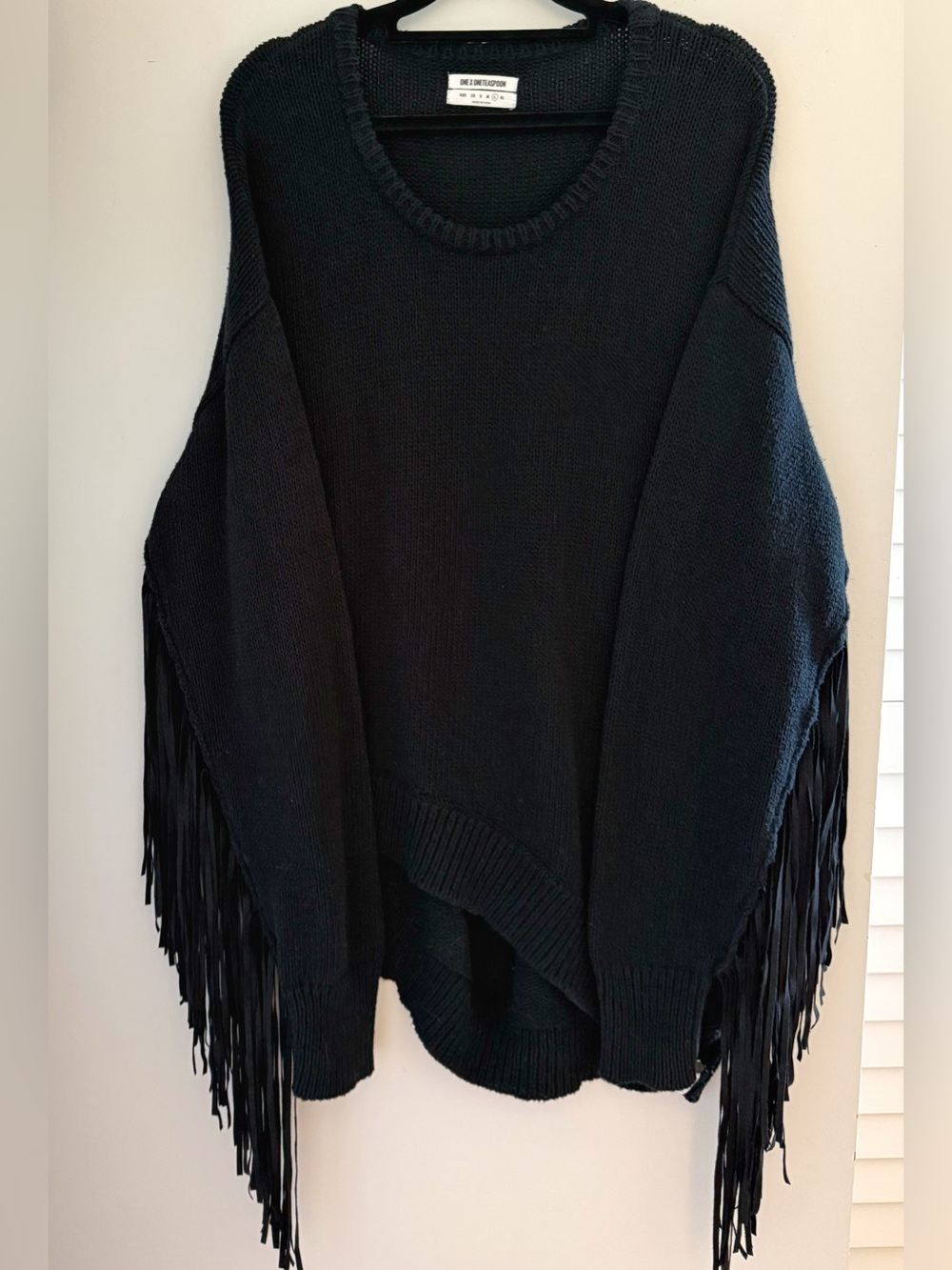 One X One Teaspoon Sovereign Fringe Asymmetrical Knit Sweater L